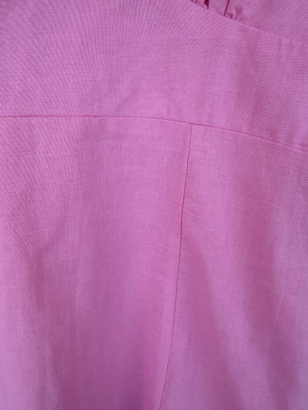 Hello Molly Pink Linen Blend Puff Sleeve Mini Dress Cottagecore Slit M - Picture 4 of 8